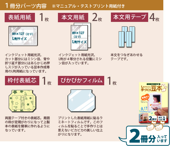 手作り豆本 大入袋 本文l判4分の１サイズ 12冊分セット